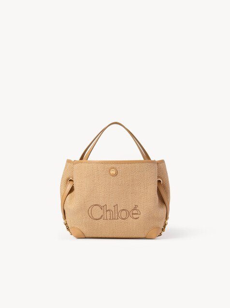 Small Chlo&eacute; Clover double carry bag in raffia-effect fibres