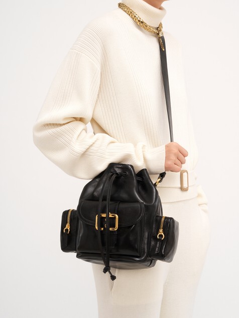 Sac seau Camera bag en cuir brillant