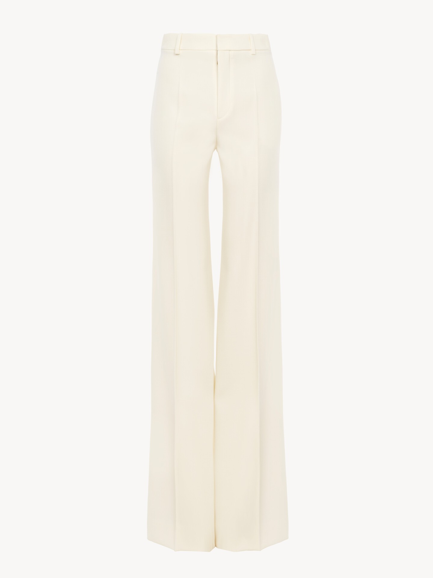High-rise flared pants in wool grain de poudre - 1