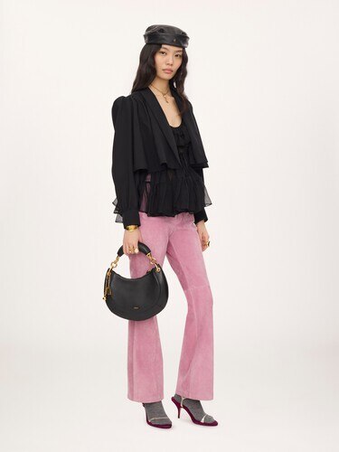 Petit sac hobo zipp&eacute; Chlo&eacute; Banana en cuir lisse - 8