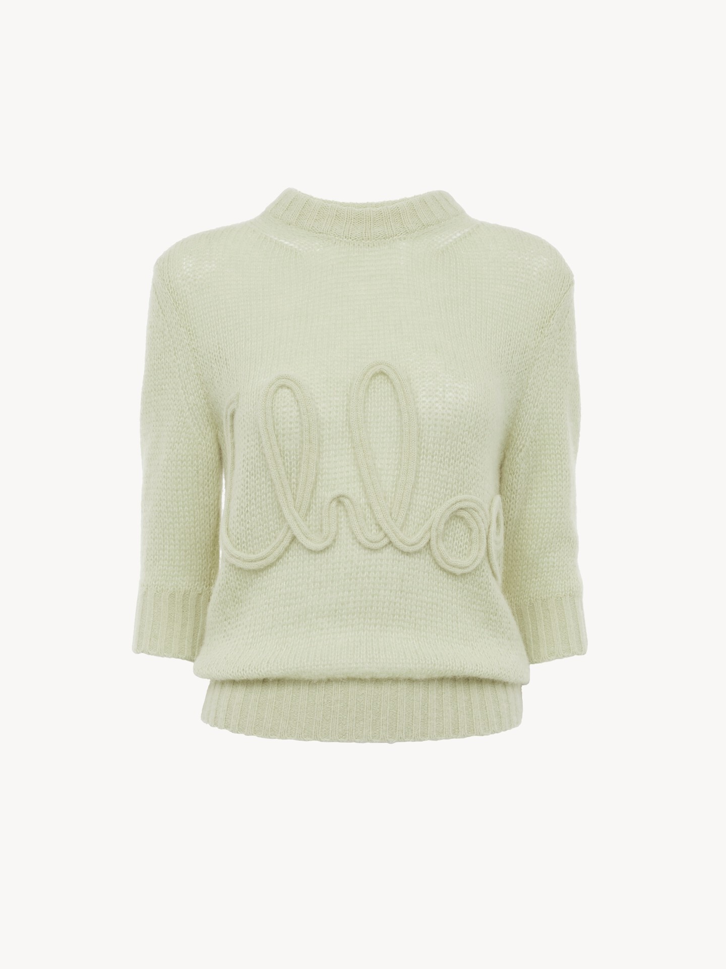 Elbow-sleeve logo sweater in alpaca wool & silk knit - 1