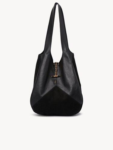 Sac Chloé Balloon en cuir grainé et cuir velours Noir Chloé