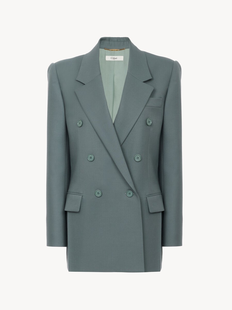 Double-breasted tailored jacket in wool gabardine - 2