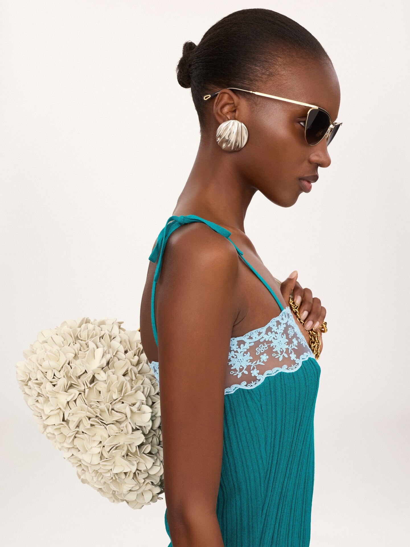 울 니트 & 레이스 슬리브리스 피티드 미니 드레스 - 4