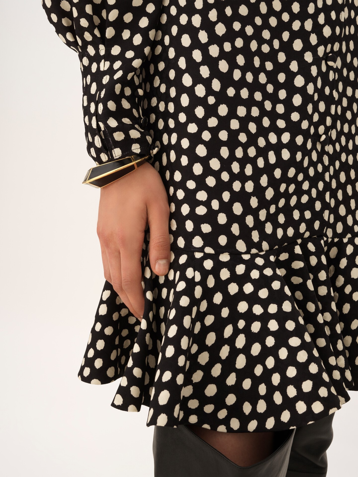 Mini abito a maniche lunghe in jacquard di seta - 6