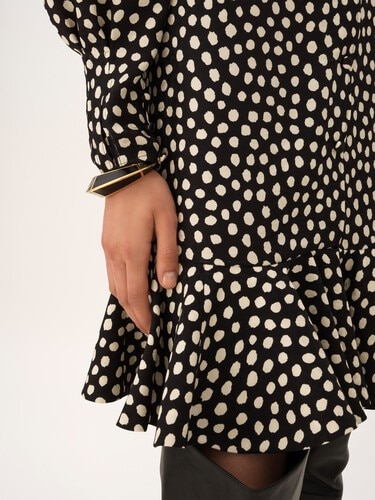 Long-sleeve mini dress in silk jacquard - 6