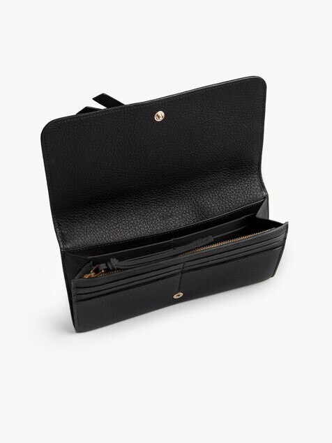 Alphabet wallet with flap in grained leather