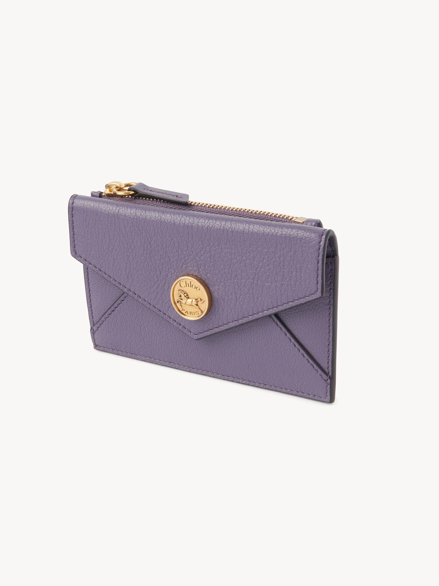エポルタ Small Envelope purse with card slots in grained leather Purple - Chloé