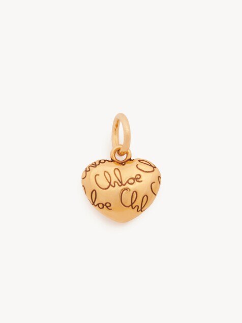 Alphabet heart logo charm in brass