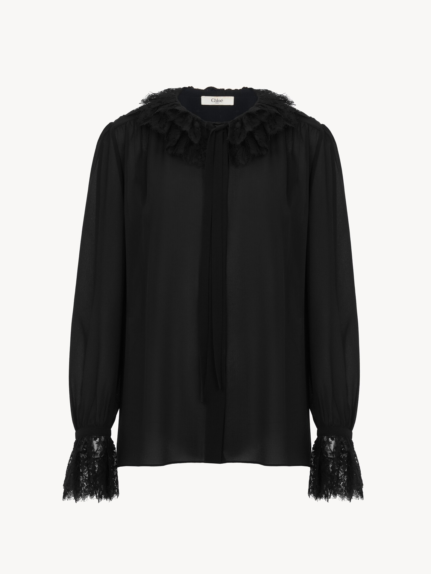 Fluid blouse in silk georgette & lace - 2