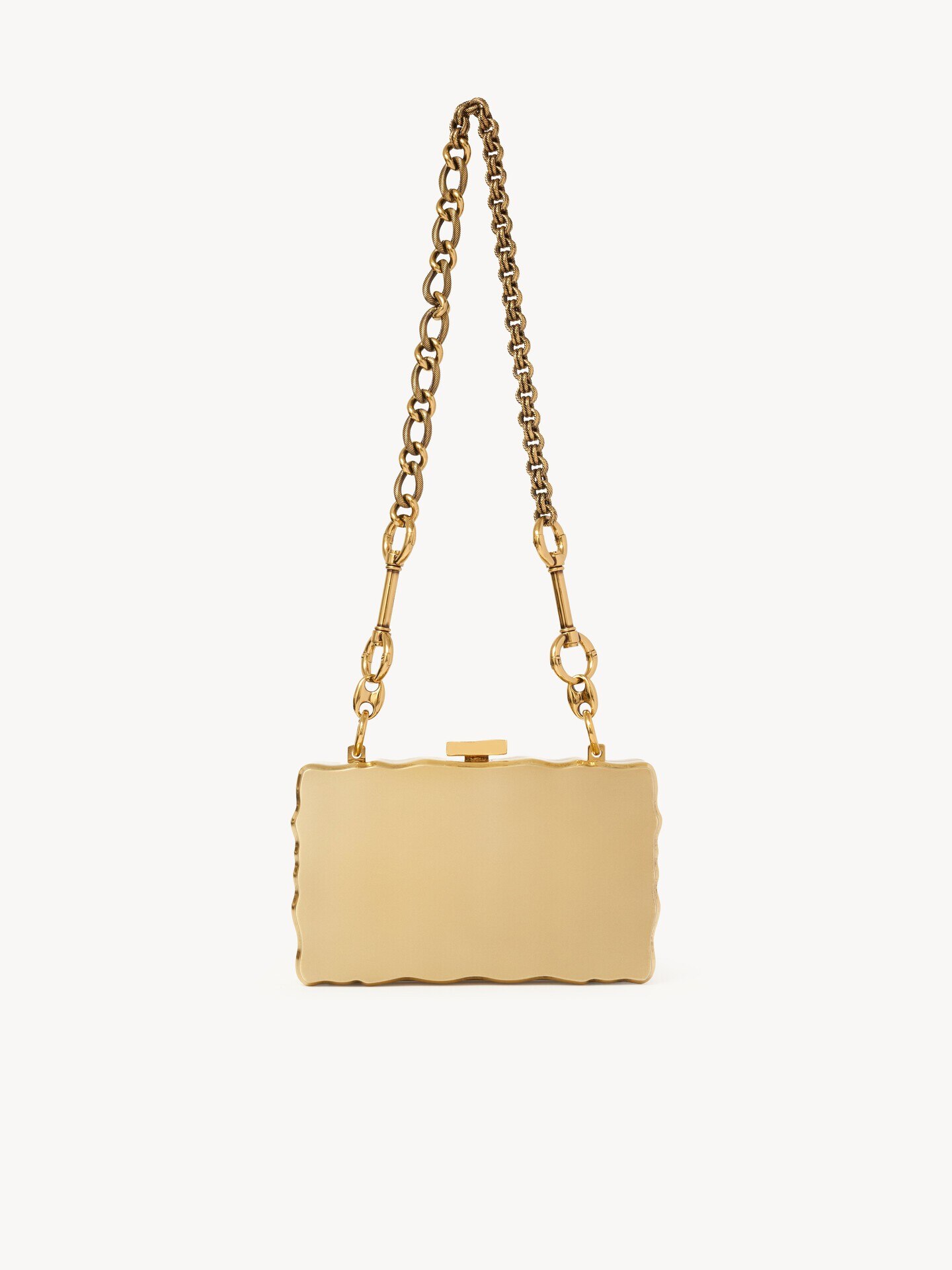 Chlo&eacute; Soleil minaudi&egrave;re with chain in brass & enamel - 4.0