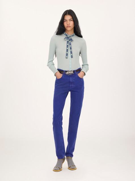 Tie-front fitted cardigan in cotton