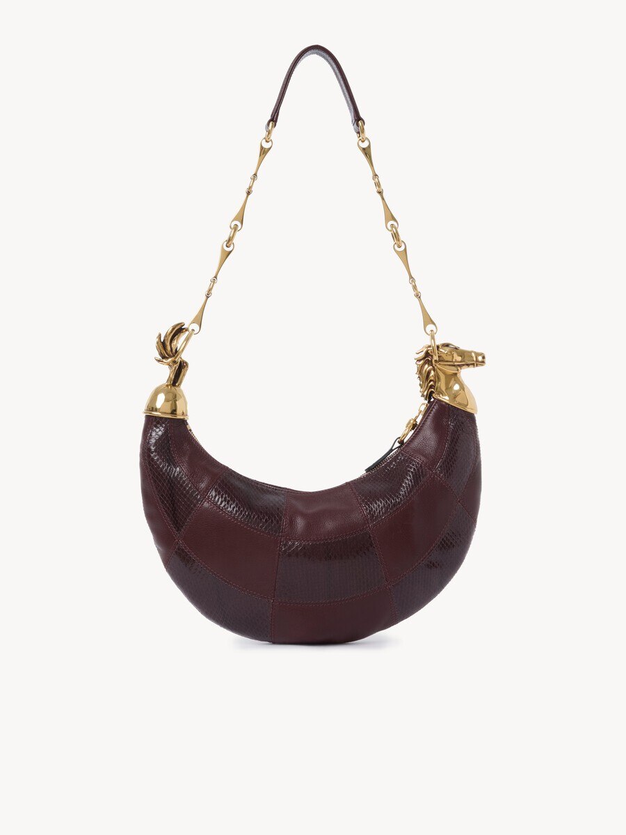 Chain Horse shoulder bag in grained leather and snakeskin - 7