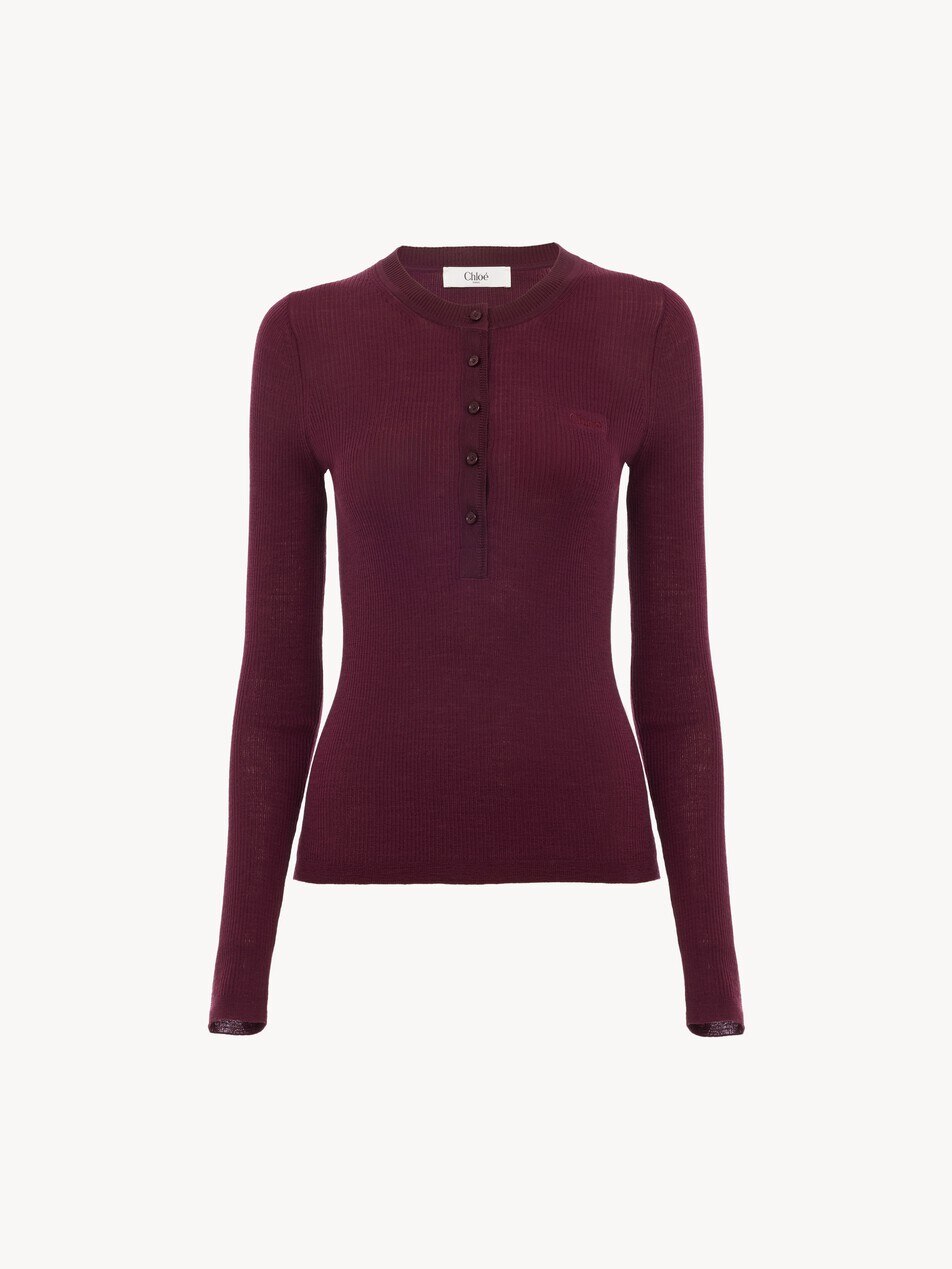Henley shirt in superfine wool knit - Packshot