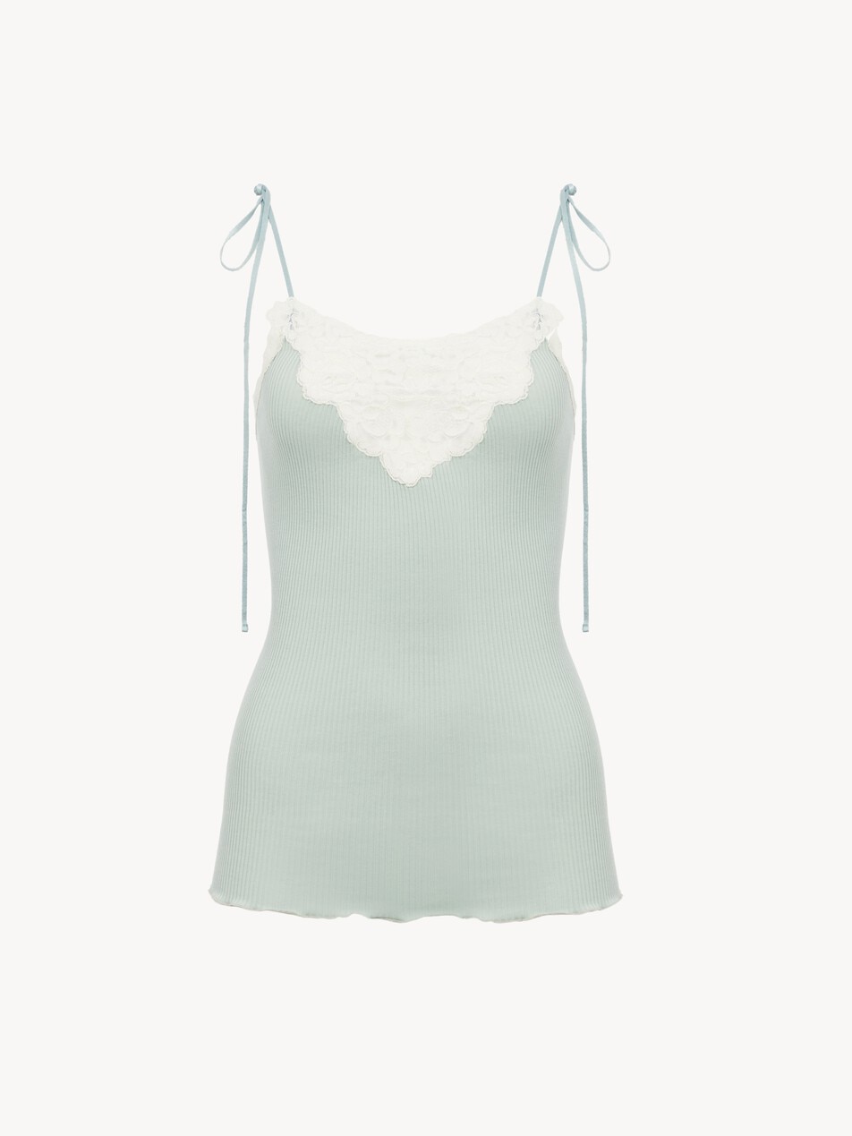 Fitted lingerie top in cotton & lace