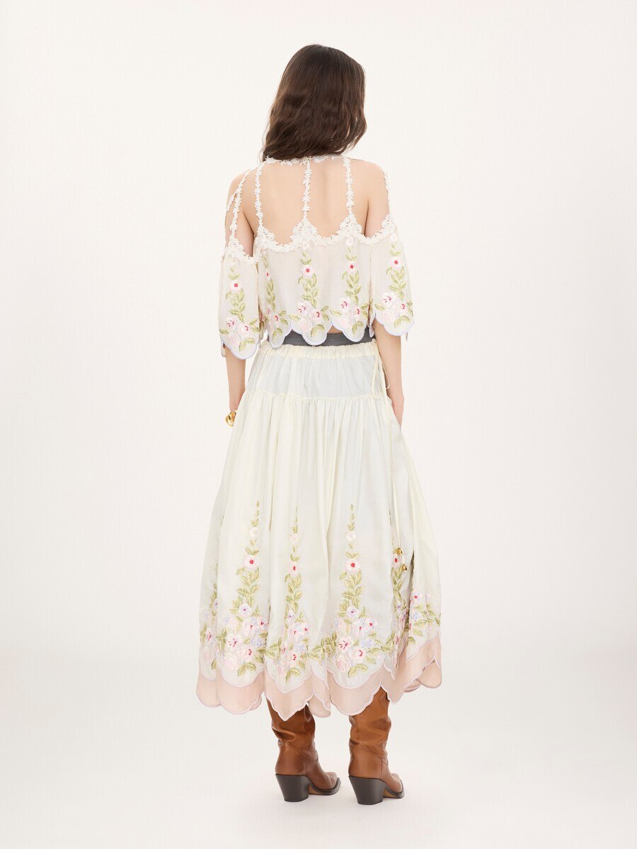 Gathered long skirt in technical taffeta - 7