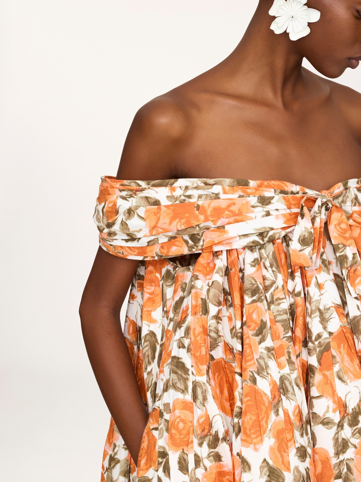 Off-the-shoulder mini dress in cotton poplin - 6