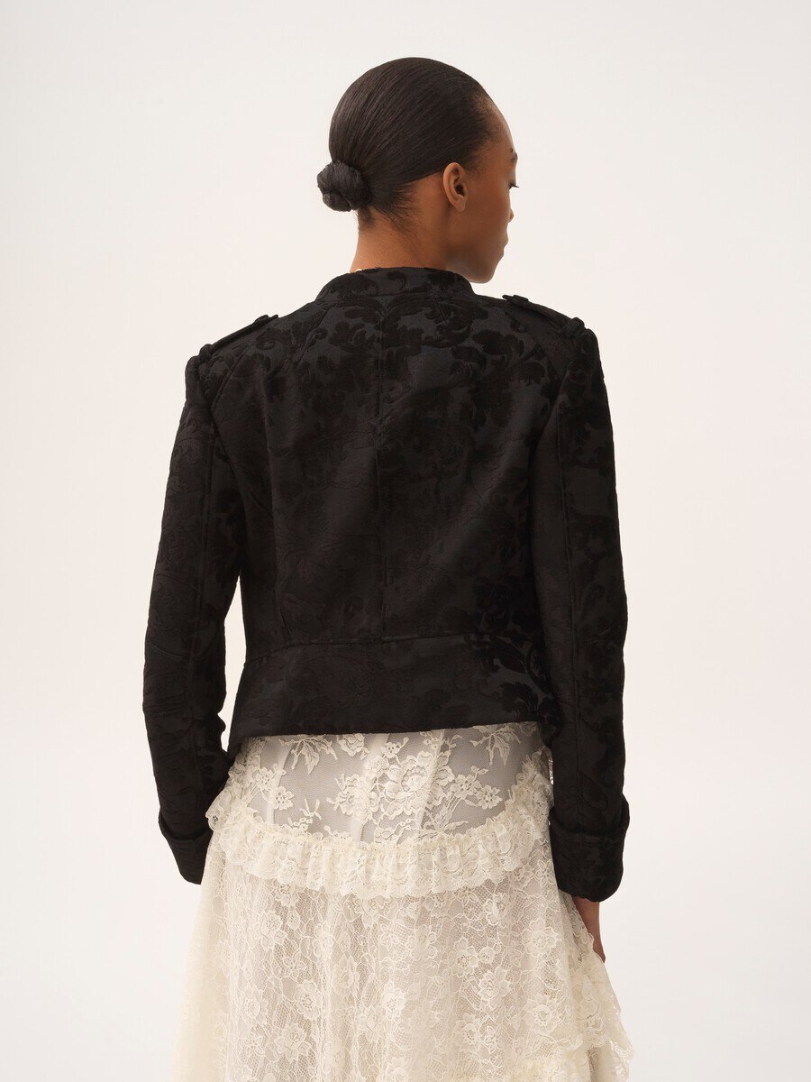 Veste ajust&eacute;e en velours floral - 5