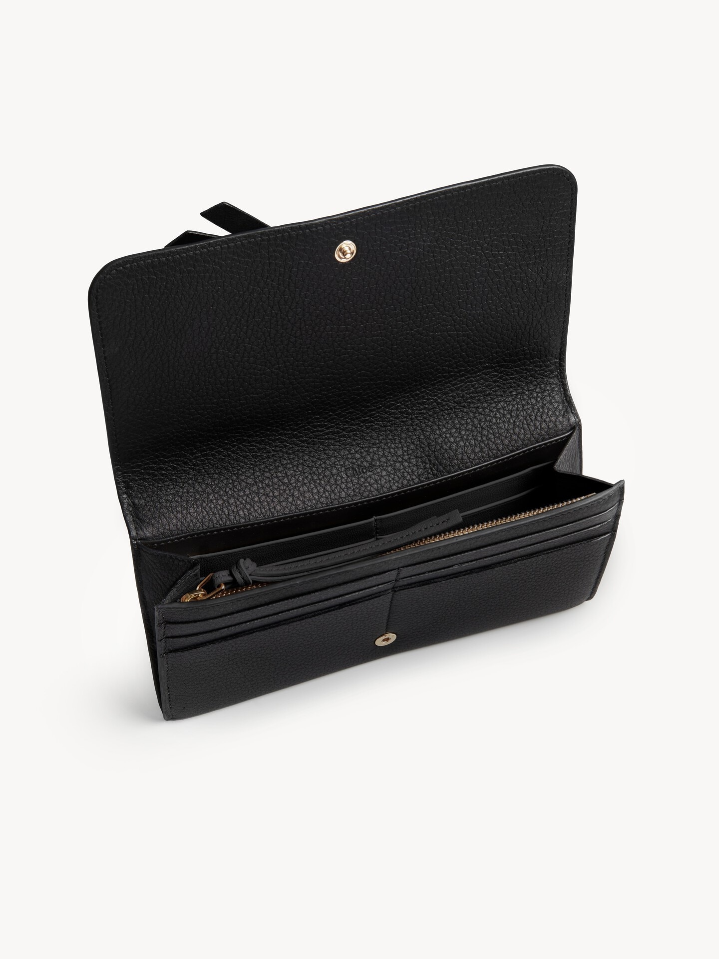 フラップ付きグレインレザー製Alphabetウォレット ブラック - Chloé