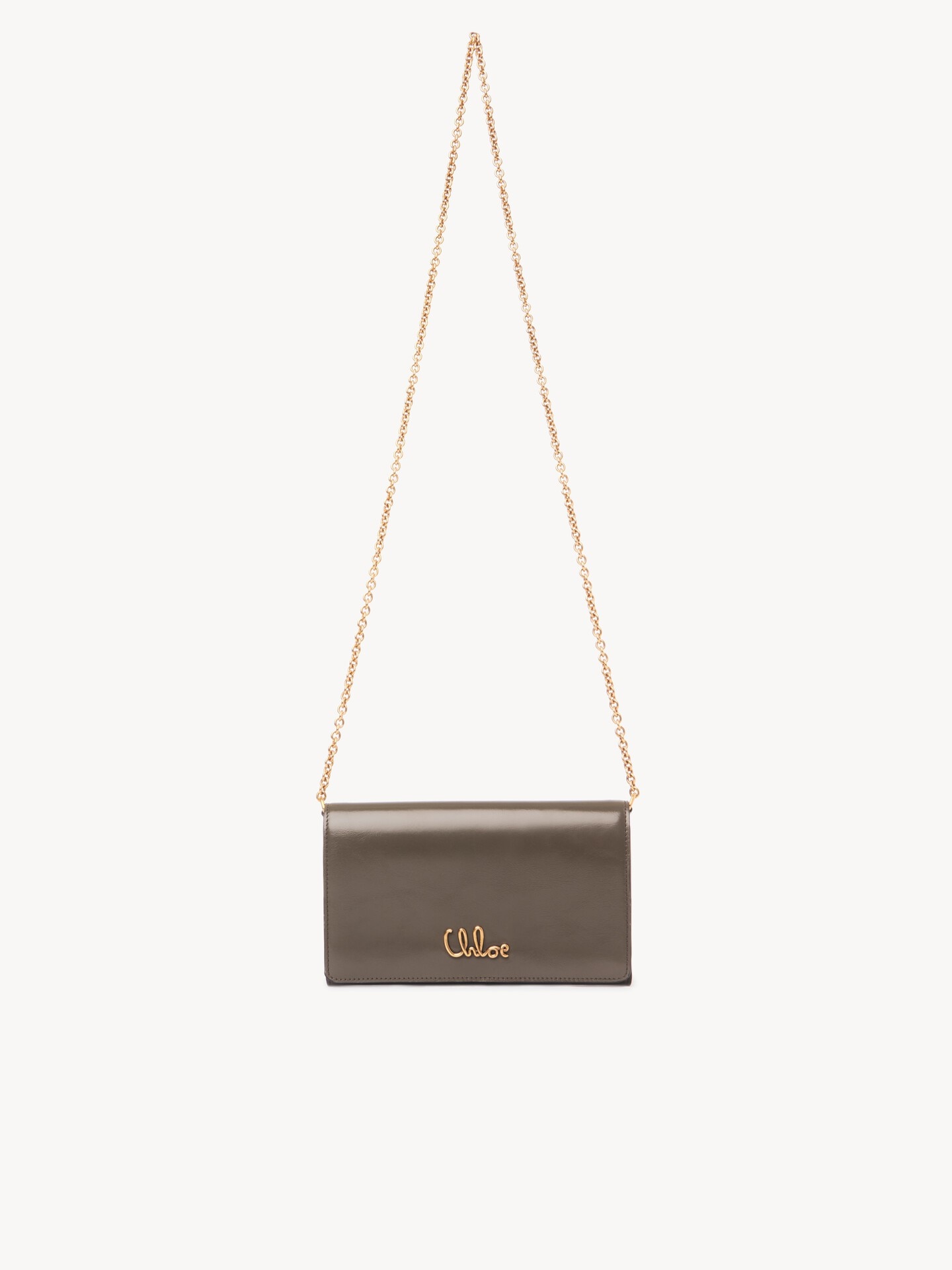 Chlo&eacute; Iconic flap wallet on chain in shiny leather - 2