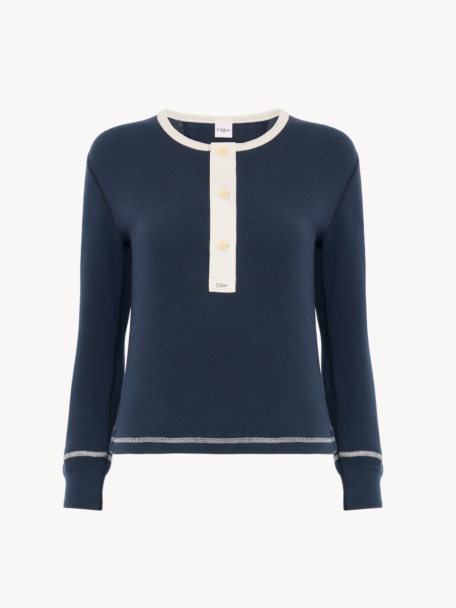 Fitted Henley shirt in cotton jersey - 2