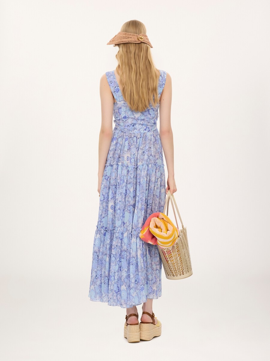 Tiered long dress in cotton voile - 5