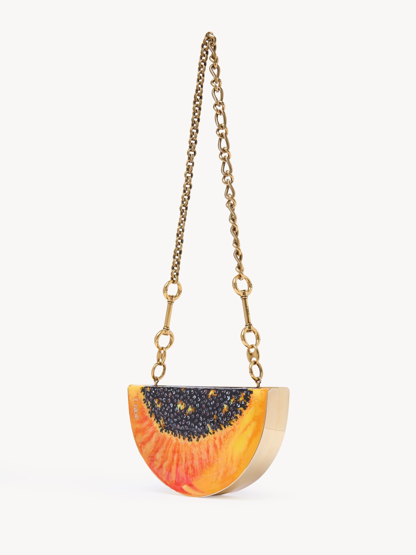 Chlo&eacute; Tropicus papaya minaudi&egrave;re in brass - 3.0