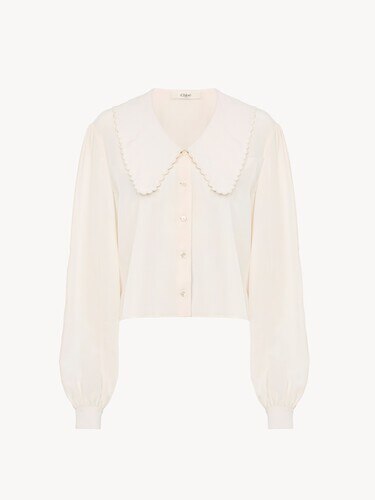 Puff-sleeve blouse in cr&ecirc;pe de chine - 2