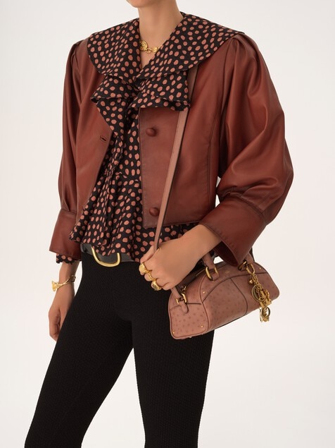 Small Chlo&eacute; bowling bag in ostrich-effect leather