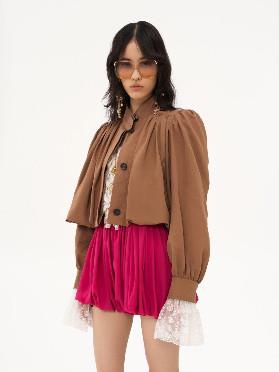 Veste boule fronc&eacute;e en lin et coton - 4