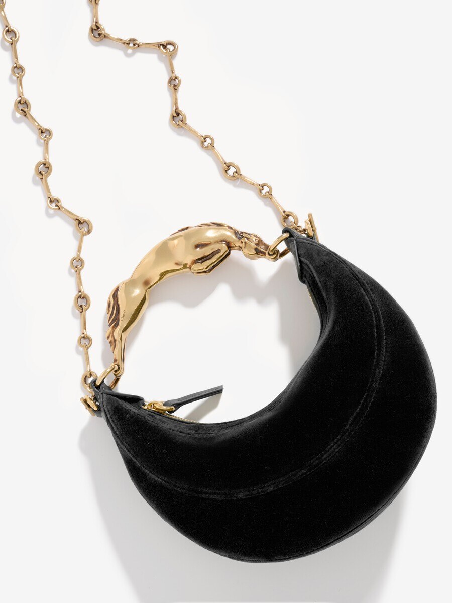 Small Chain Horse shoulder bag in velvet - 8