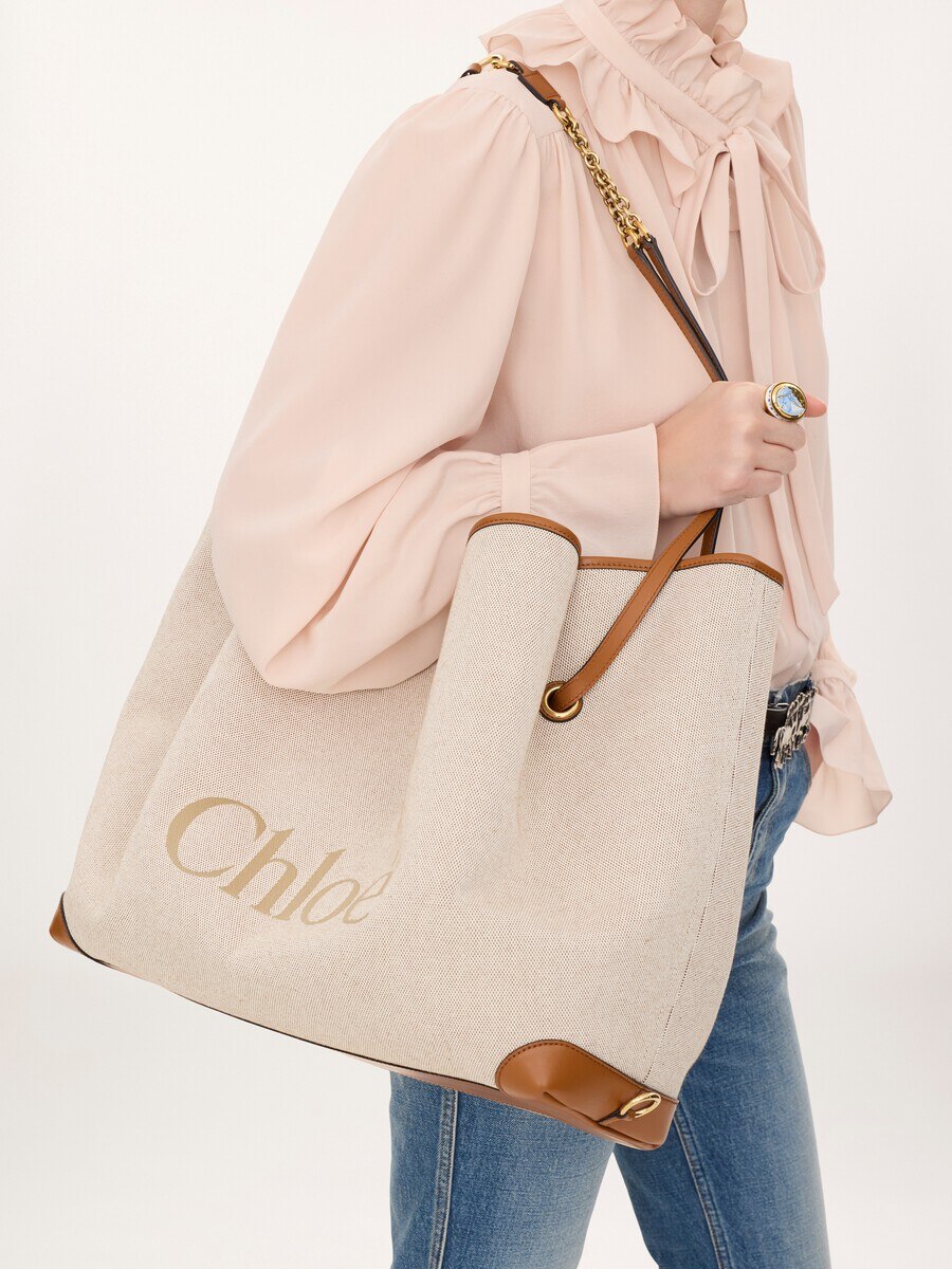 Large Chlo&eacute; Clover double carry bag in canvas - 3