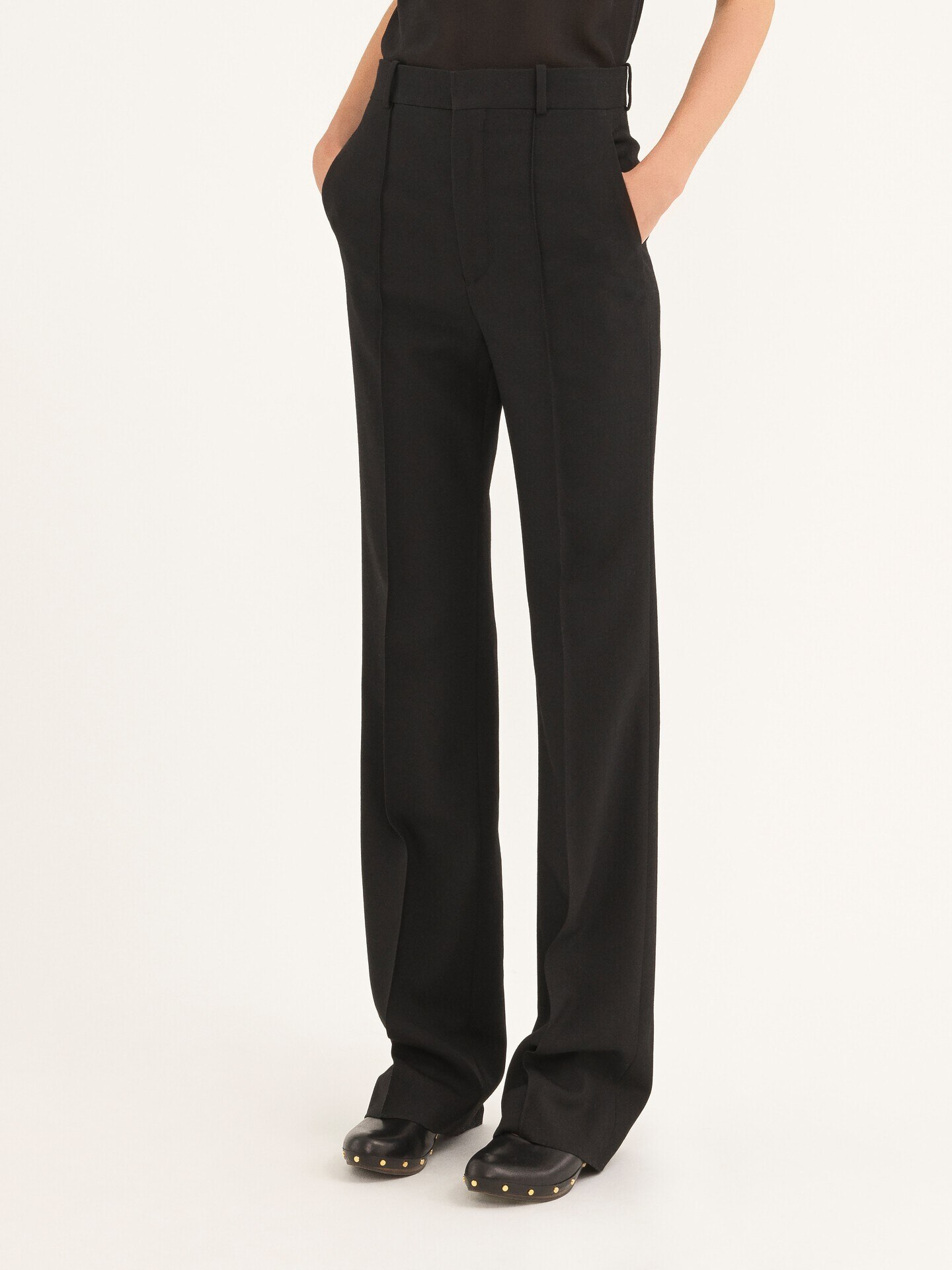 High-waisted pants in wool gabardine - 4