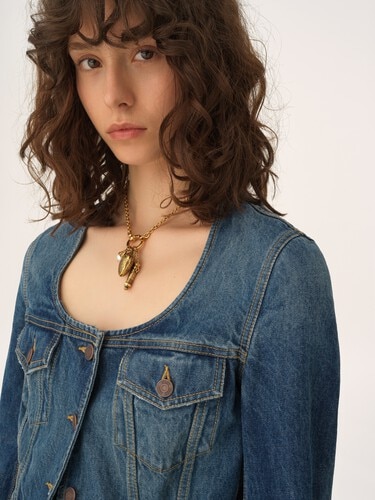 Chaqueta estilo ecuestre con p&eacute;plum de de tejido vaquero - 7