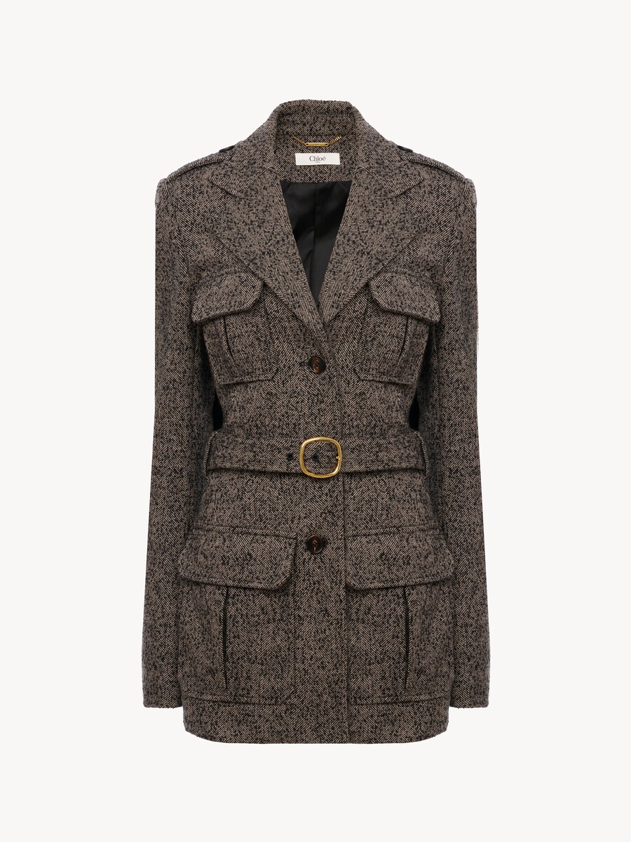 Utilitarian jacket in chevron wool - 2