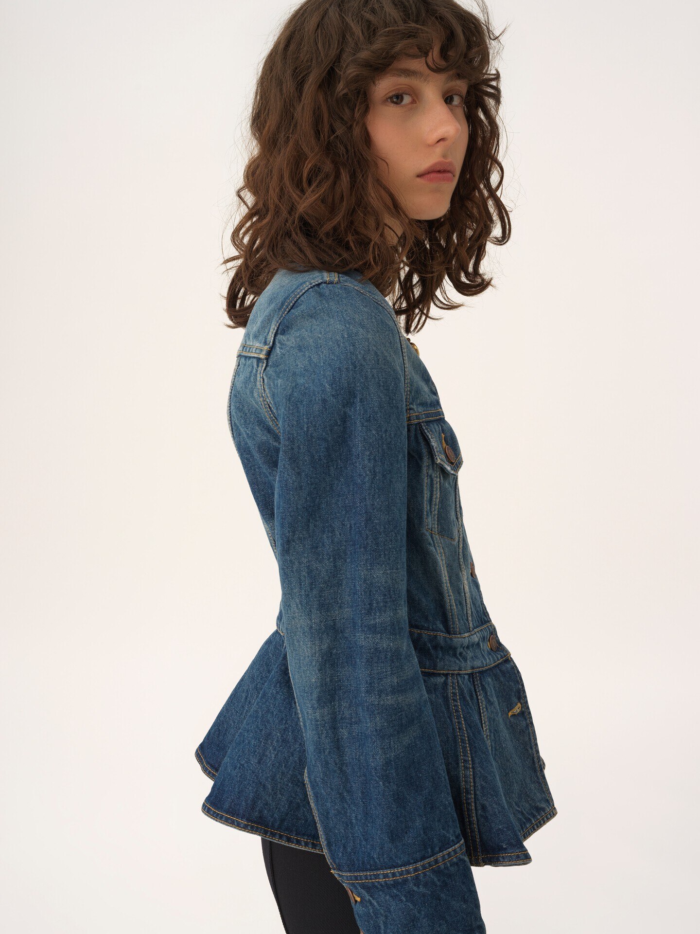 Veste cavali&egrave;re &agrave; basque en denim - 5