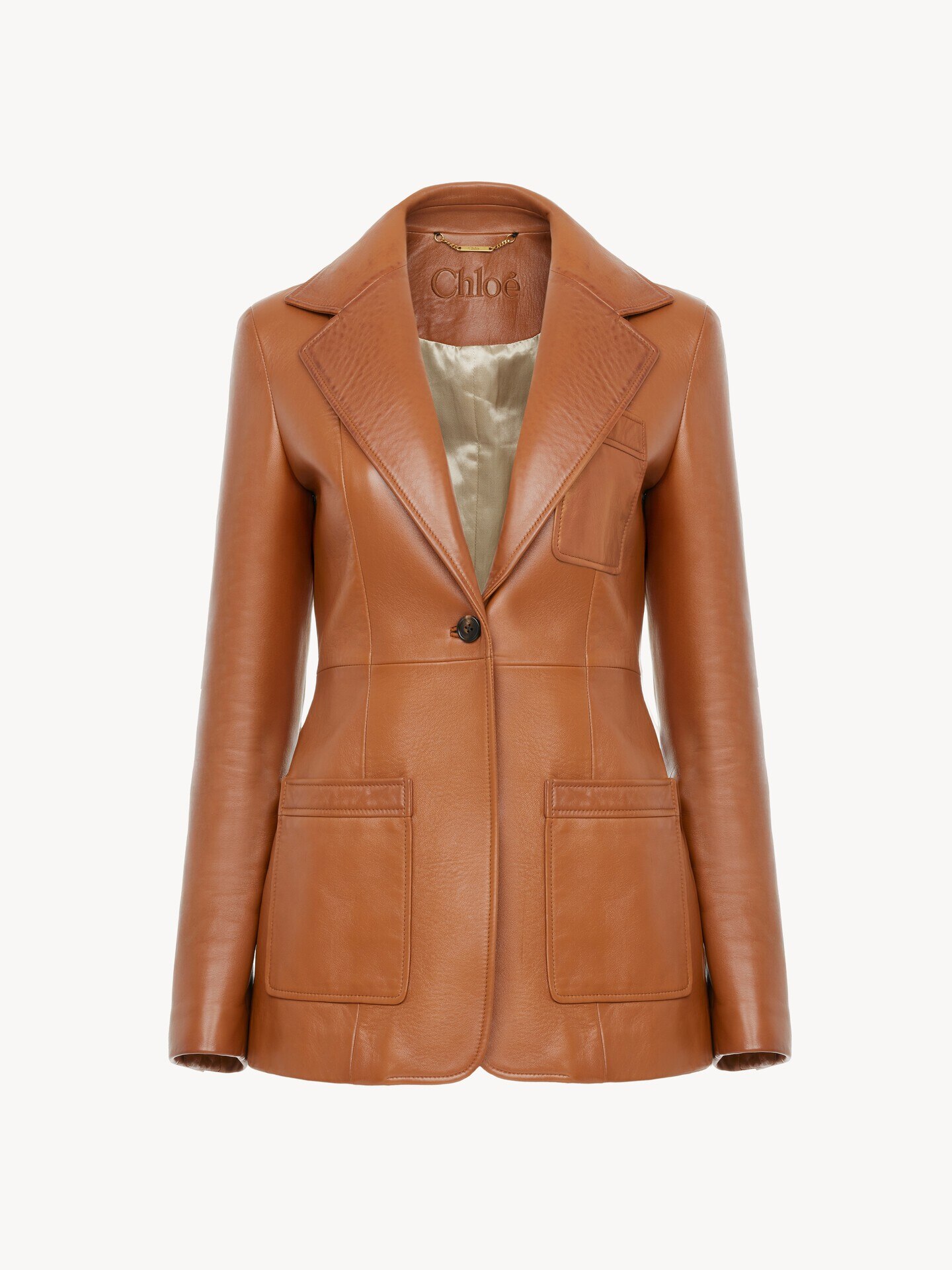 レザー製テーラードジャケット 茶色 - Chloé