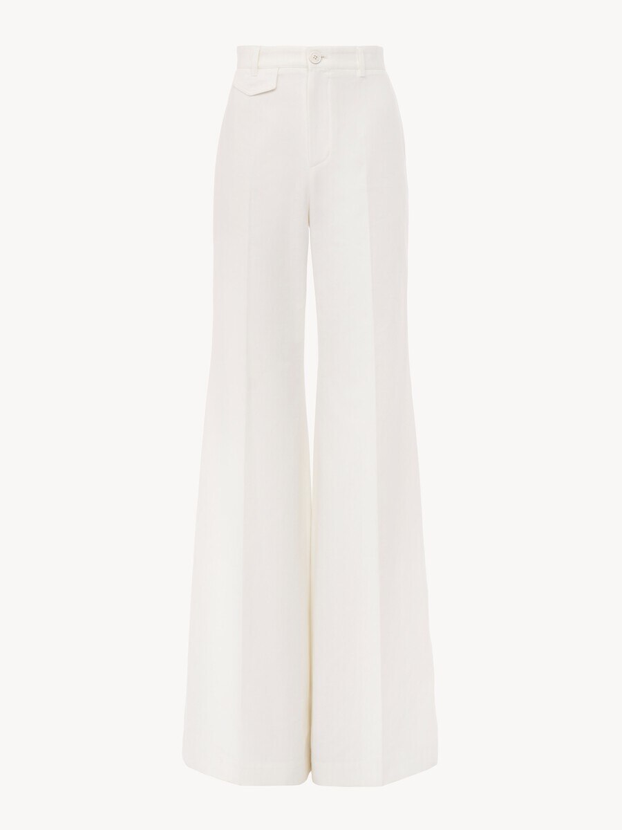 Hoch taillierte ausgestellte Hose aus Baumwollcanvas - 2