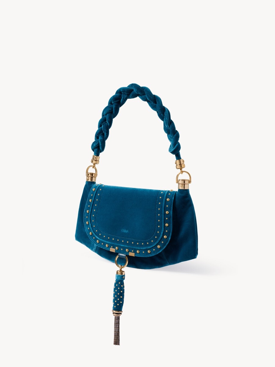 Small Marcie Foulard hobo bag in velvet with studs - 3