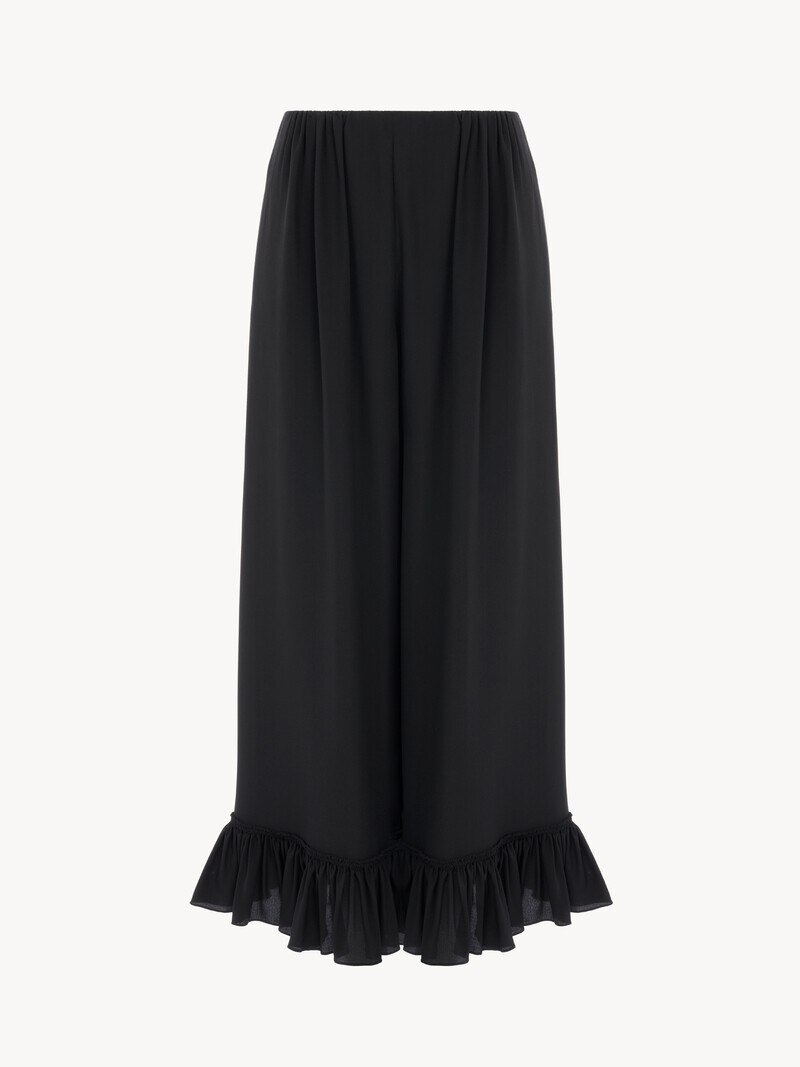 Cropped fluid pants in crêpe de chine by Chloé