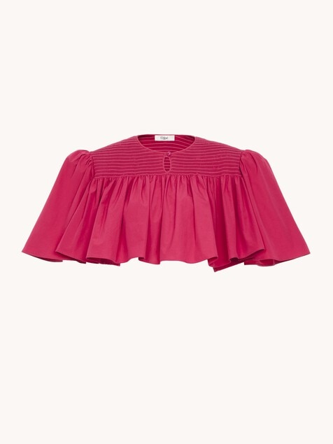 Gathered cropped top in cotton poplin