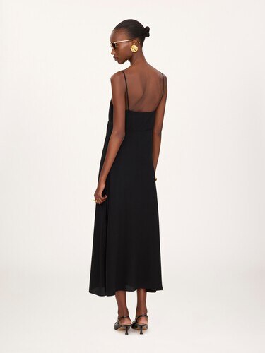 Long lingerie dress in cr&ecirc;pe de chine & lace - 4