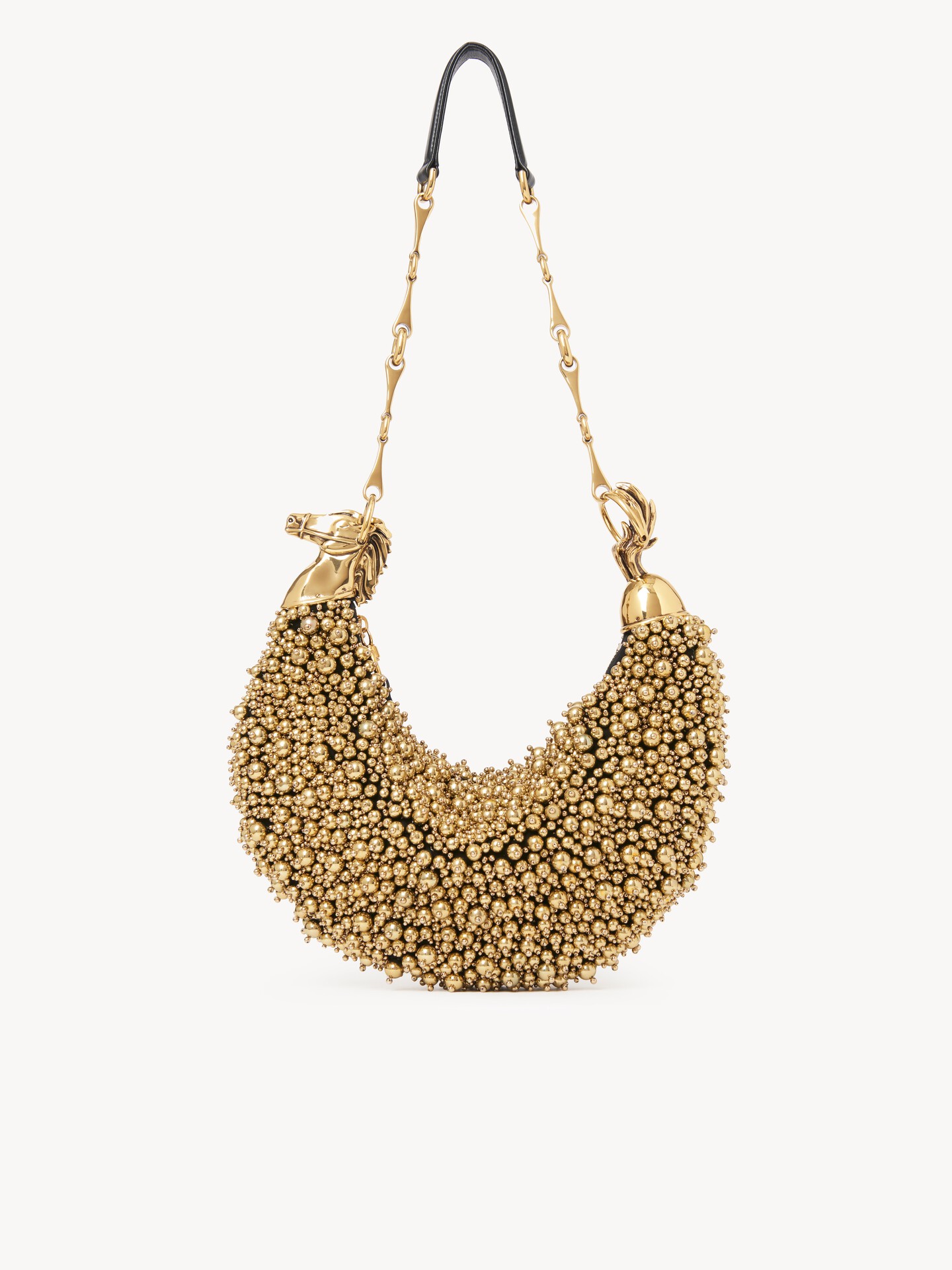 Chain Horse shoulder bag in beaded suede leather - 2