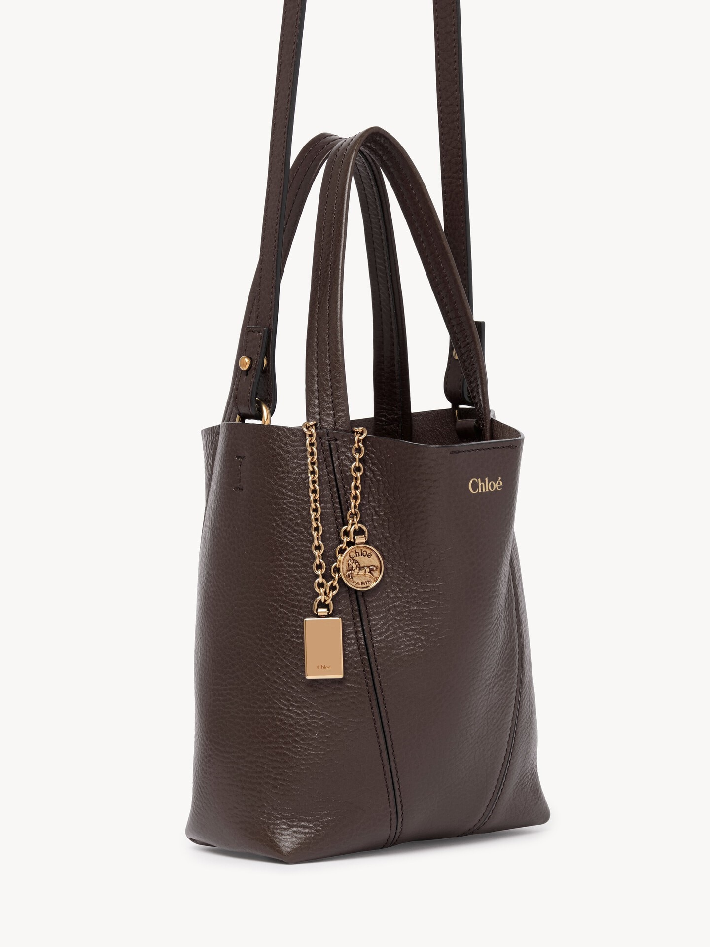 Small Chloé Spin tote bag in grained leather - 5