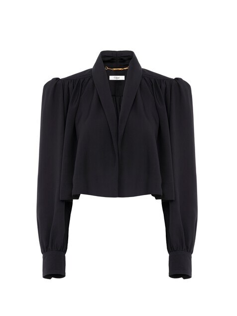 Chaqueta cropped fruncida de faya de viscosa lavada