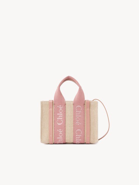 Mini Woody tote bag in linen