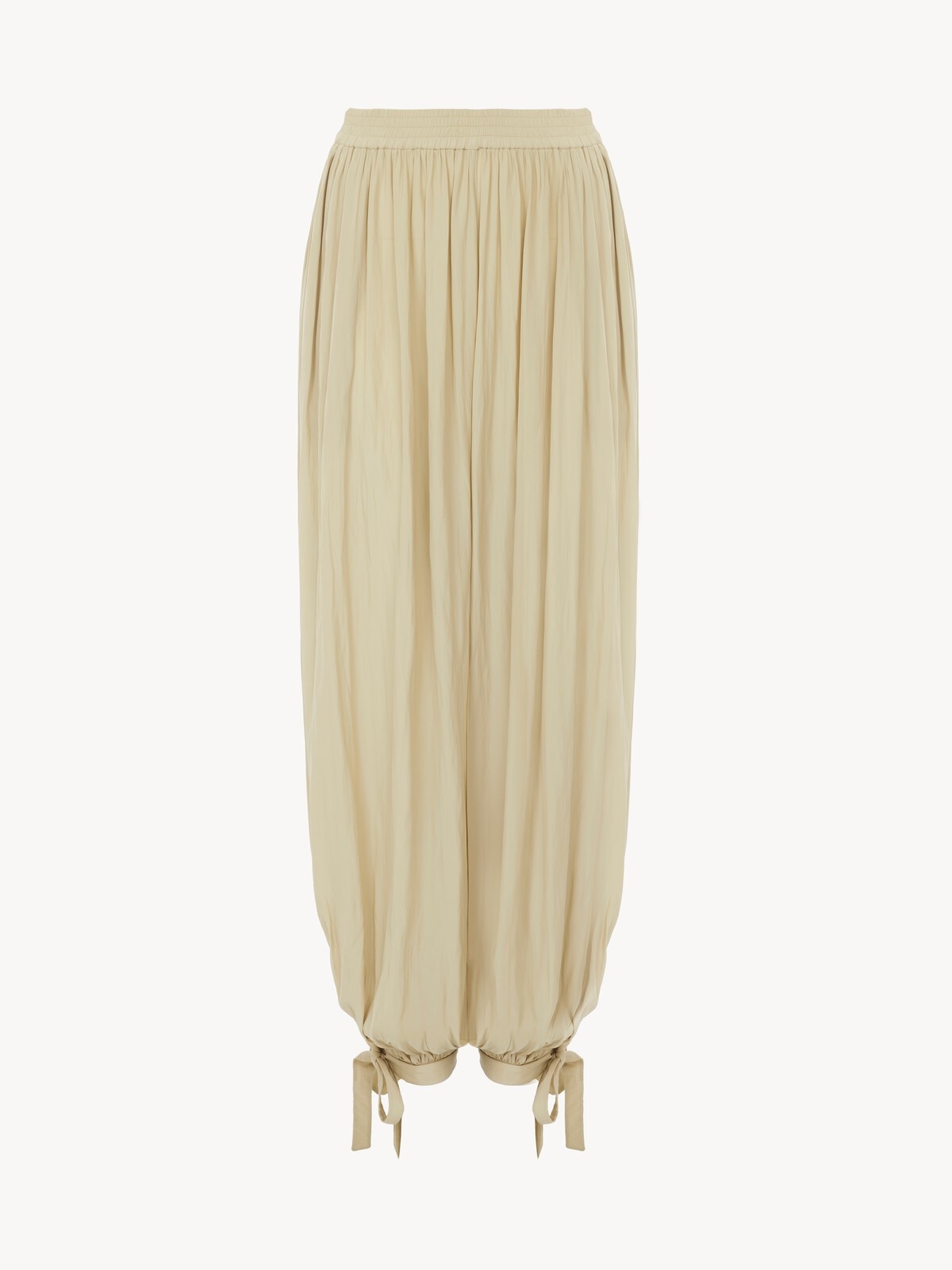 Fluid pleated pants in washed technical satin