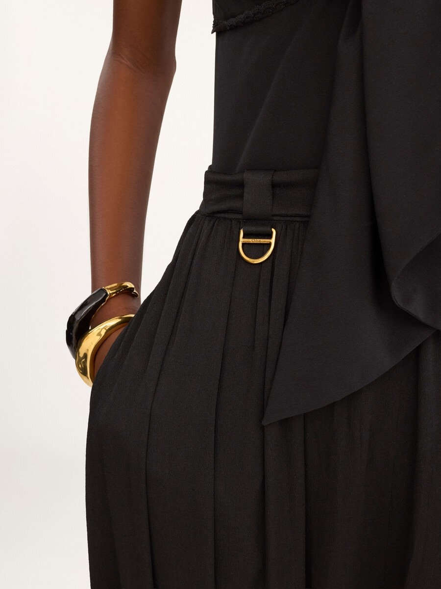 Fluid pleated pants in cr&ecirc;pe de chine - 9