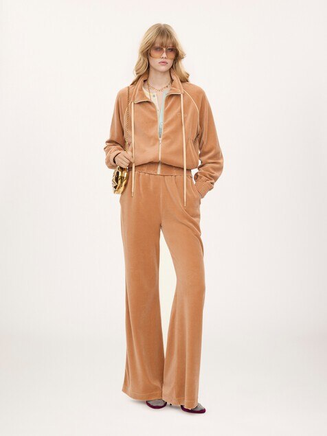 High-neck logo tracksuit jacket in velvet