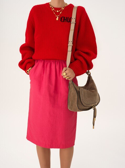 Bolso de hombro Marcie pequeño de ante